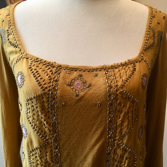 Free People beaded bell sleeve top - Picture 2 of 8